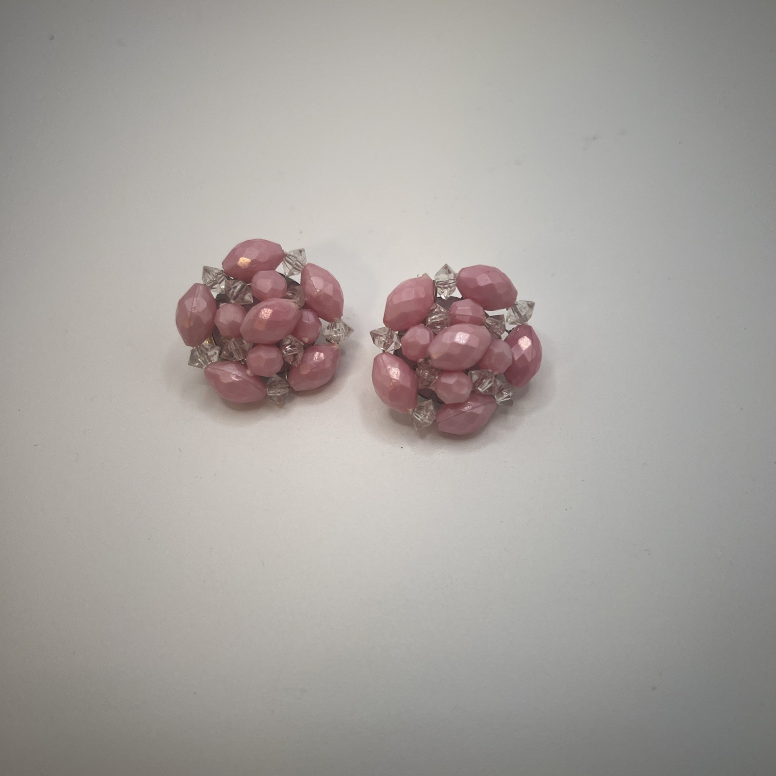 Vintage Made In Western Germany Cluster Clip On Earrings Beads, 1940-1950