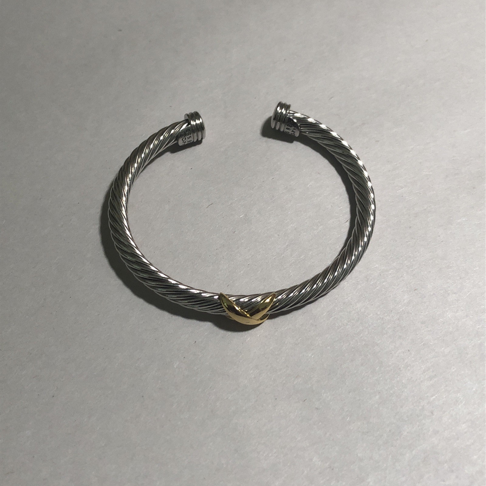 Vintage Cable Cuff Bracelet With Gold X 5MM