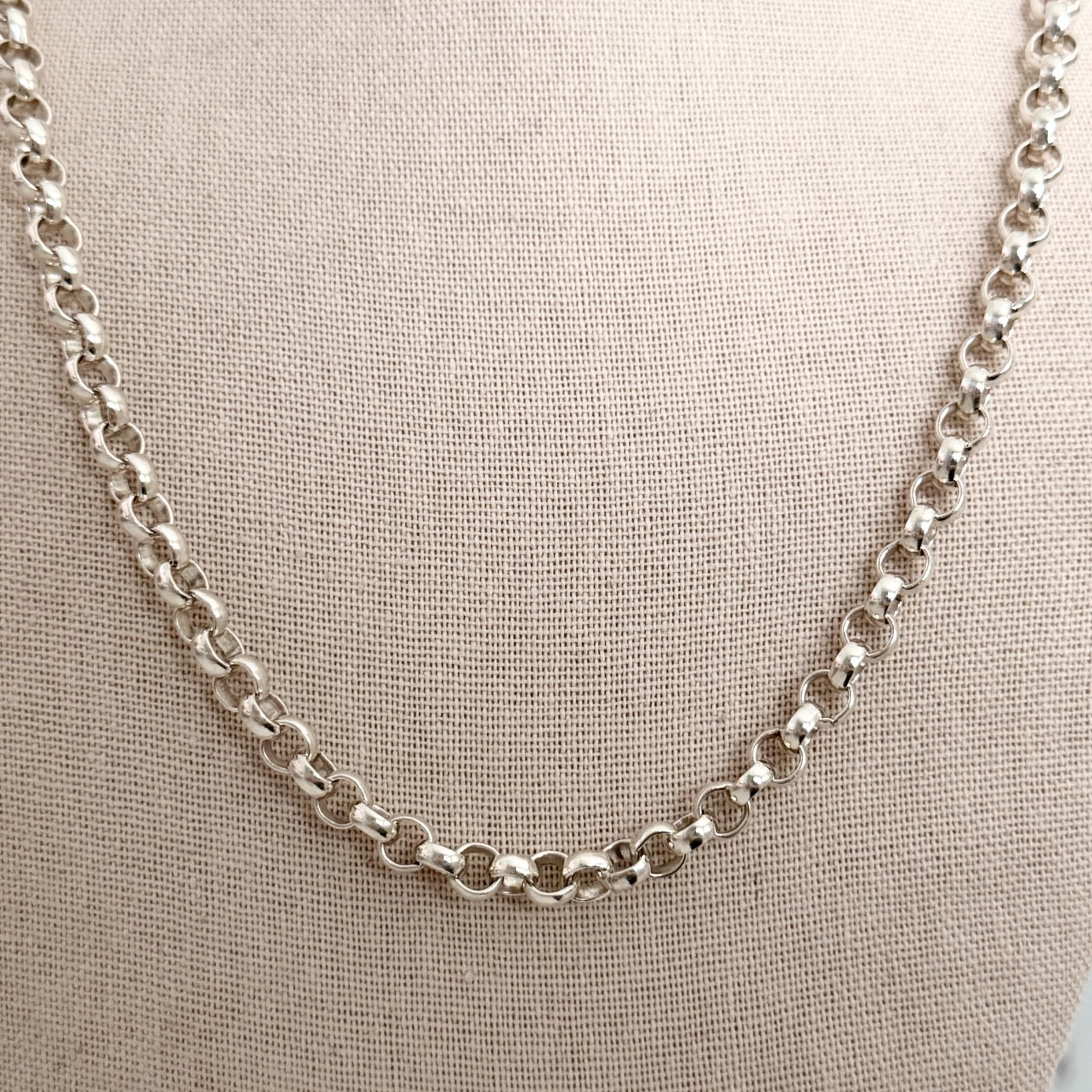 925 Sterling Silver 6MM Round Rolo Link Heavy Chain Necklace 24″