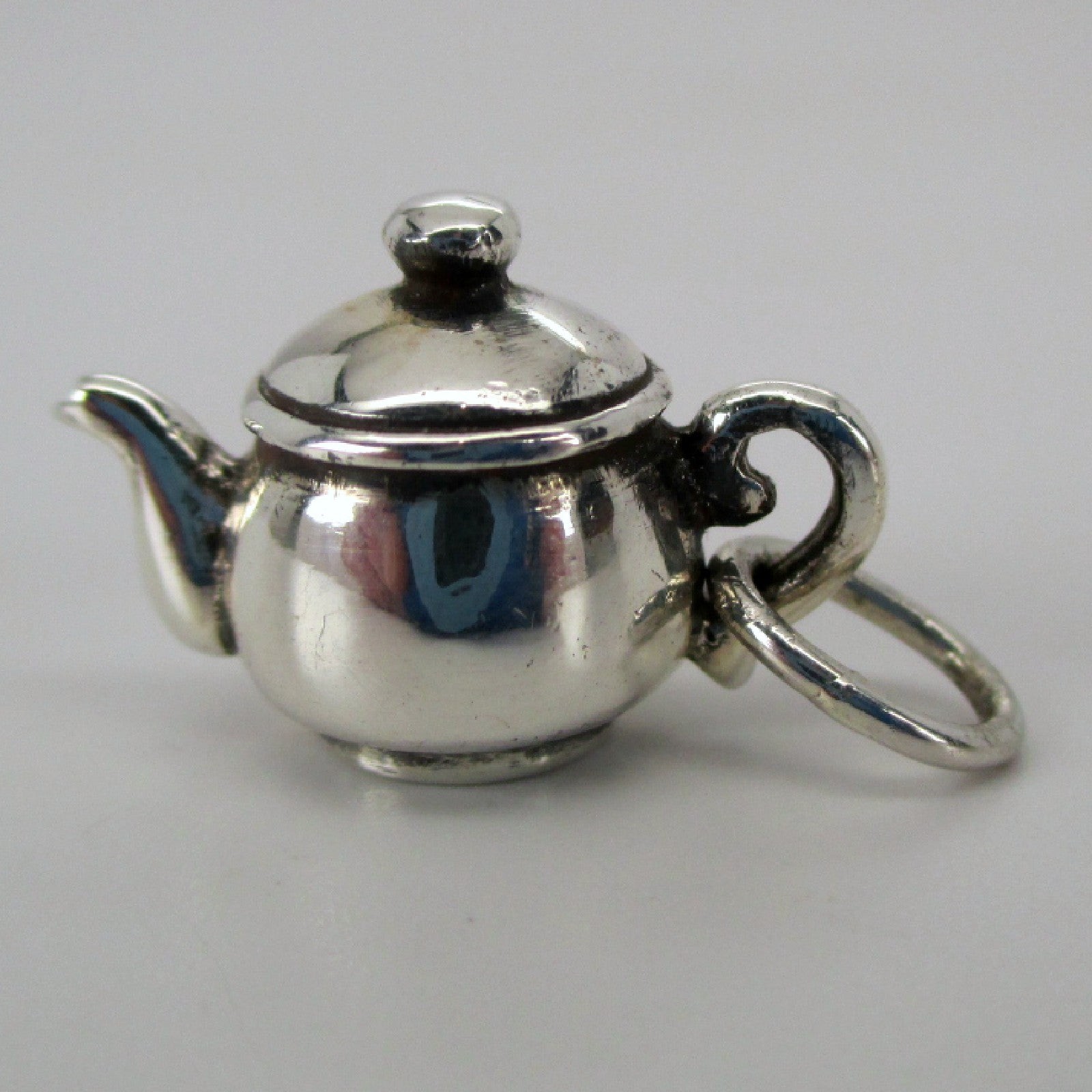 Vintage GRANDMA’S TEAPOT Charm for Bracelet STERLING SILVER Brown County NEW