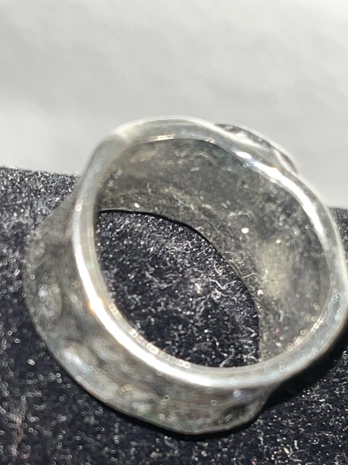 Vintage 925 Sterling Silver Mother of Pearl Signet Ring Chunky Statement