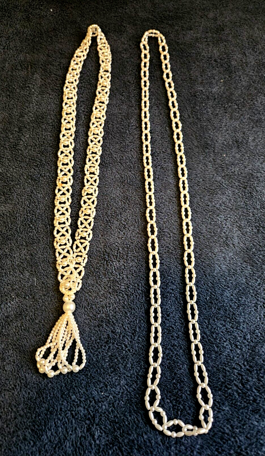 2 Vintage White Bead Necklaces