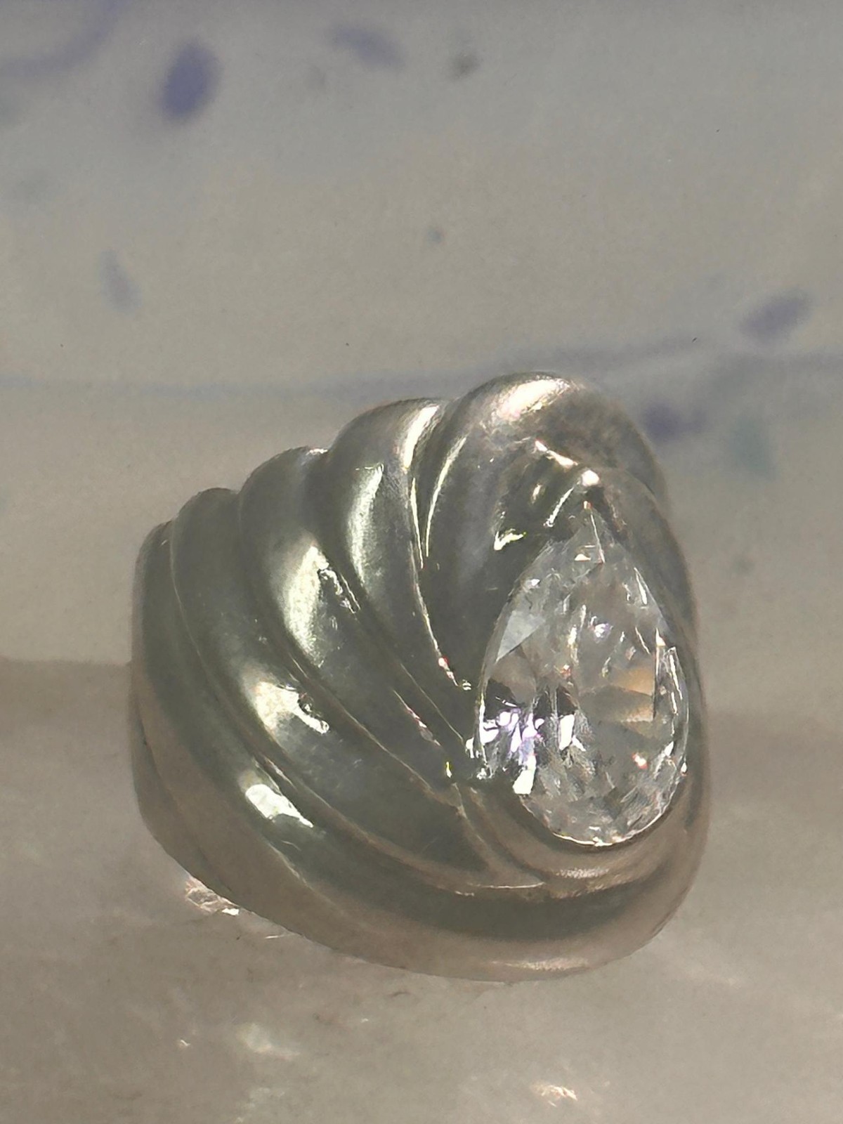 Vintage cz ring cigar band cocktail pinky size 4.75 Sterling silver women