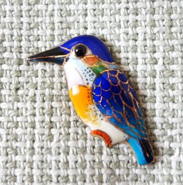 Kingfisher – Japanese cloisonné enamel Pin Badge Brooch Made-to-order NEW