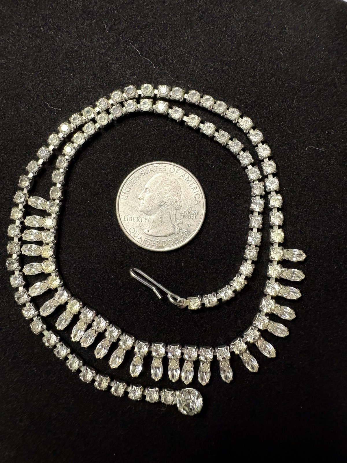 Vintage – 1950s – Rhinestone- Necklace- Signed B David- 17”-please See pictures