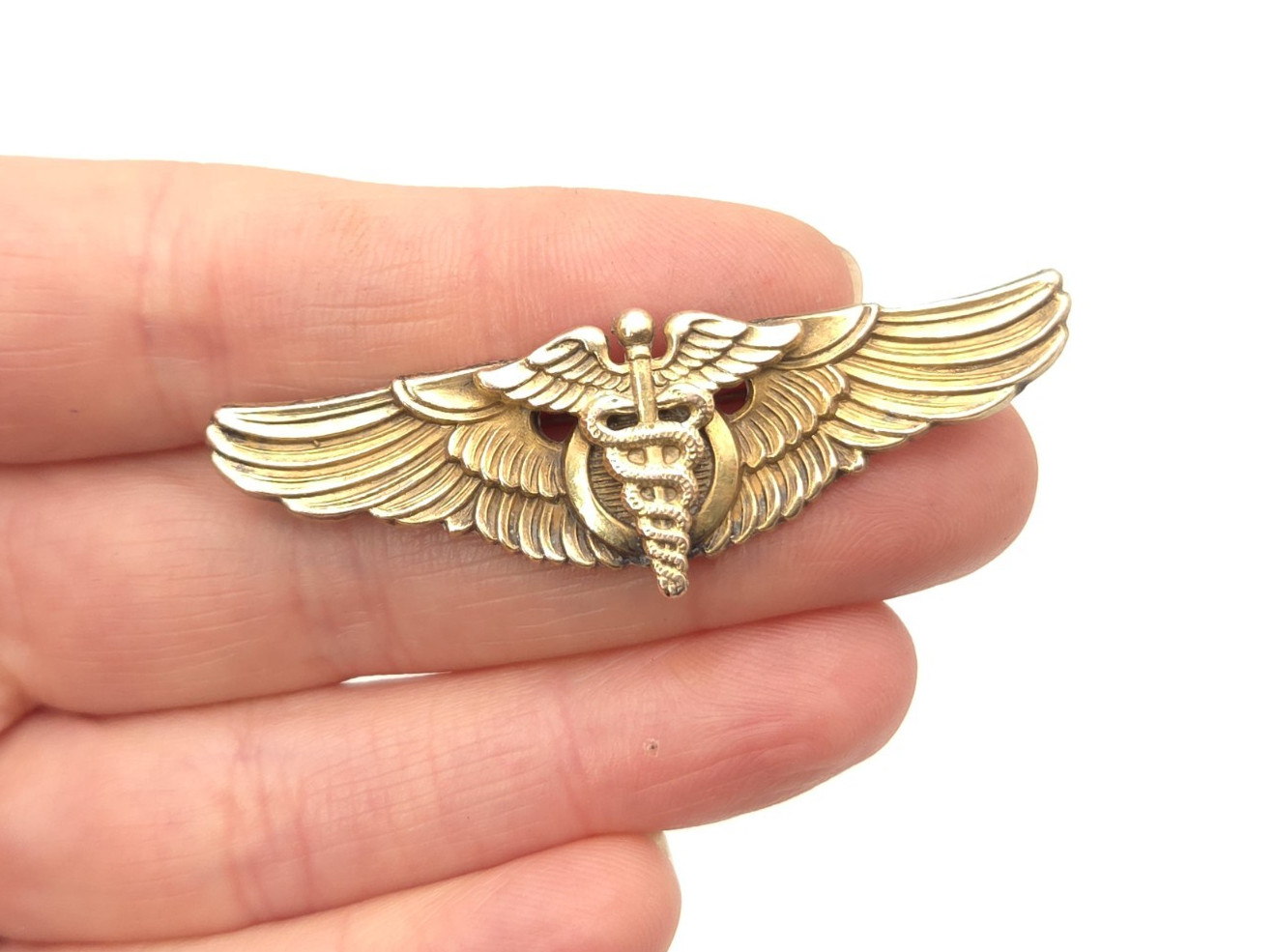 Vintage WWII Army Air Corps Amico Sterling Gold Filled Flight Surgeon Wings Pin