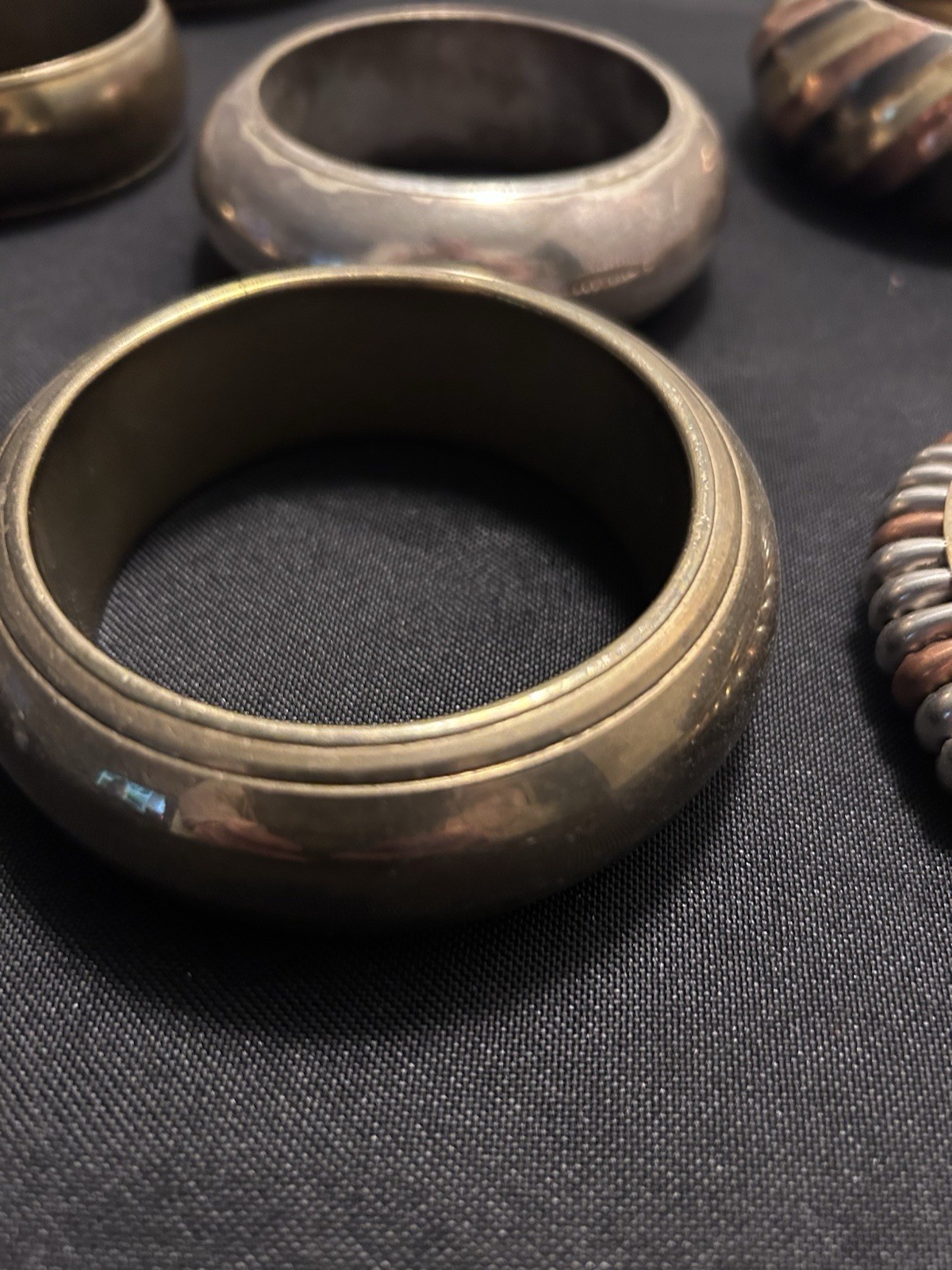 Vintage Metal Bangles And Cuff Brackets Layered Style Silver Copper And Bronze