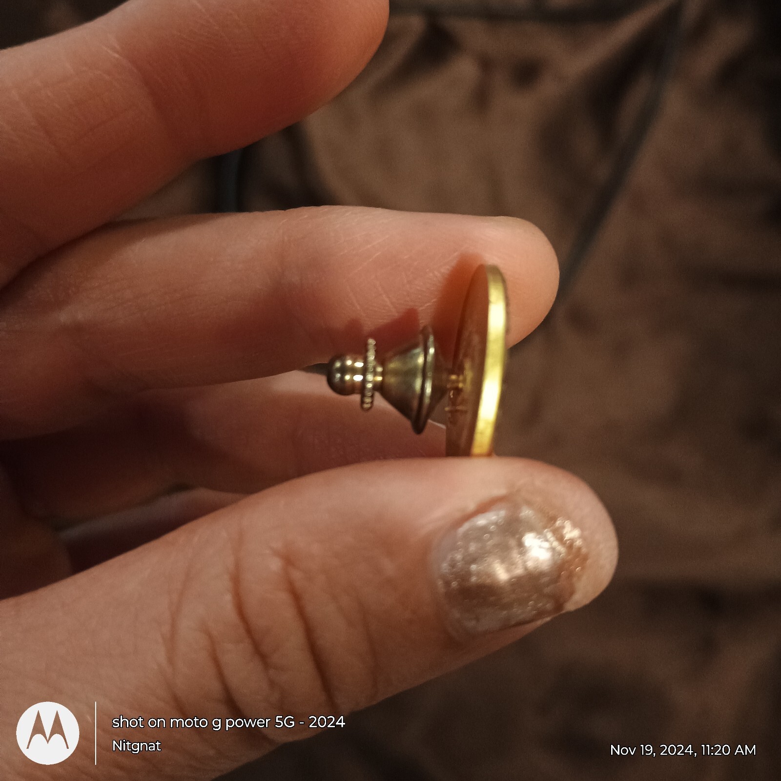 Gold w/ Real Sapphire Pushback Pin