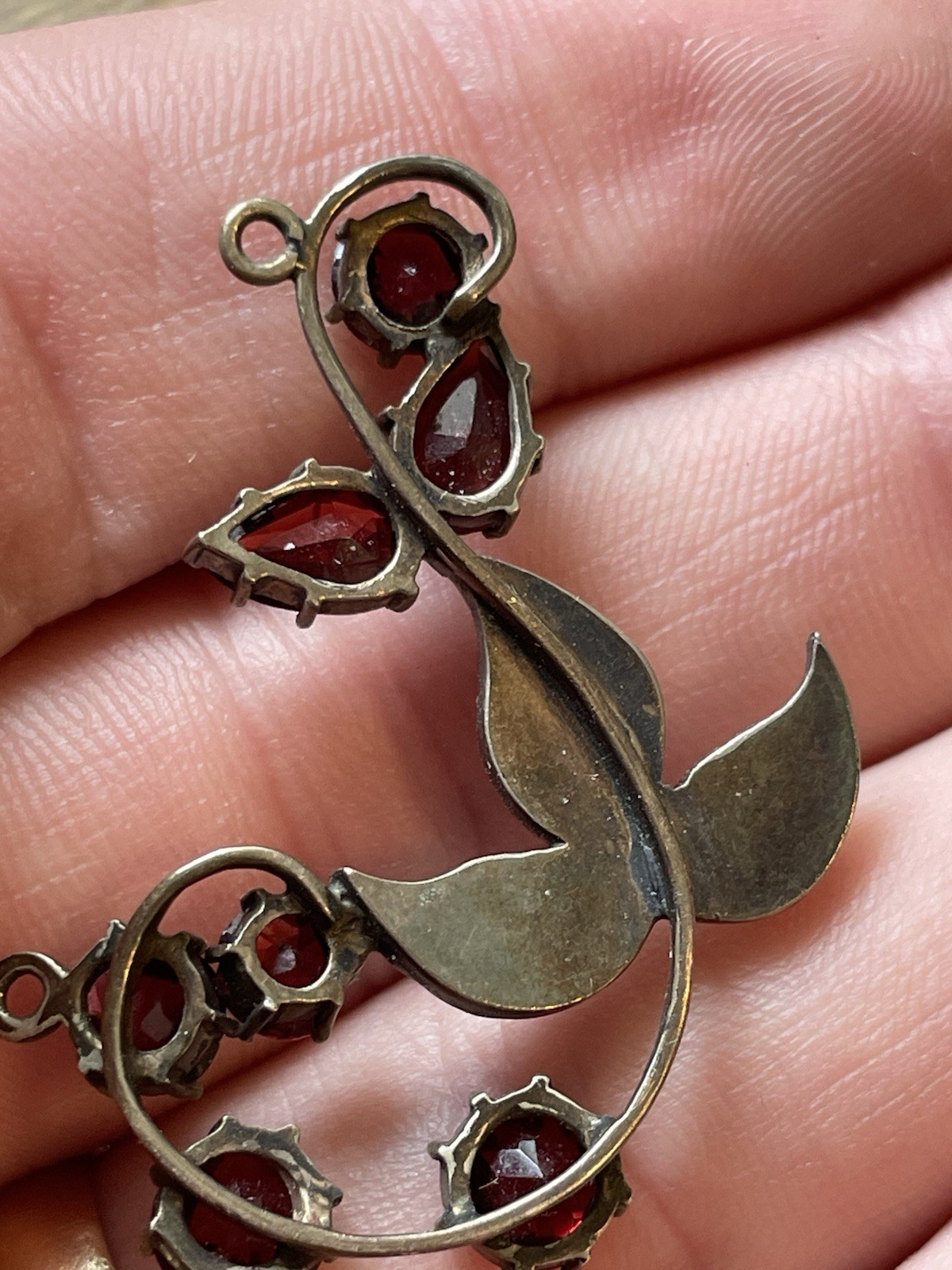 Antique Victorian Bohemian Rose Cut Garnet Pendant 1.5 Inches! Beautiful!