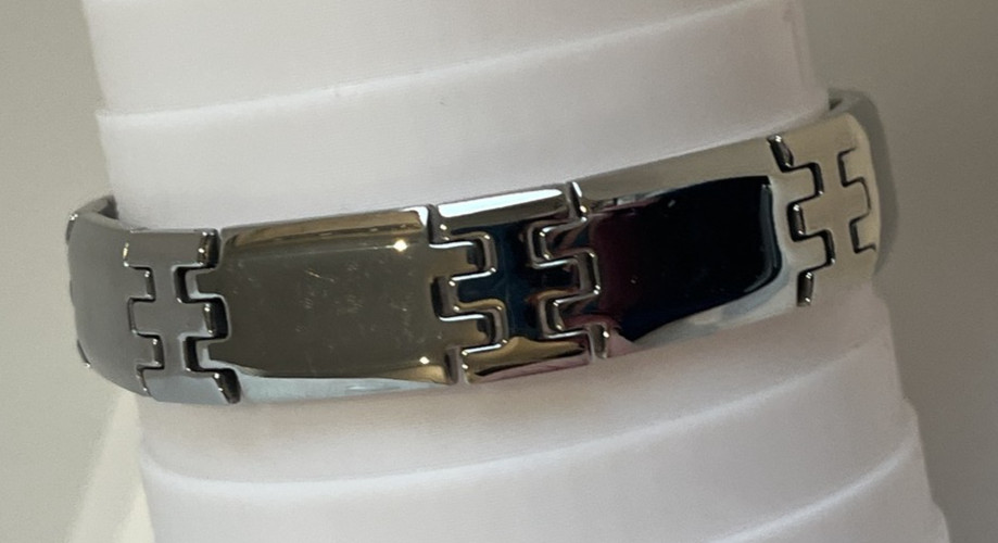 Vintage Stainless Steel Bold Geometric Link Bracelet