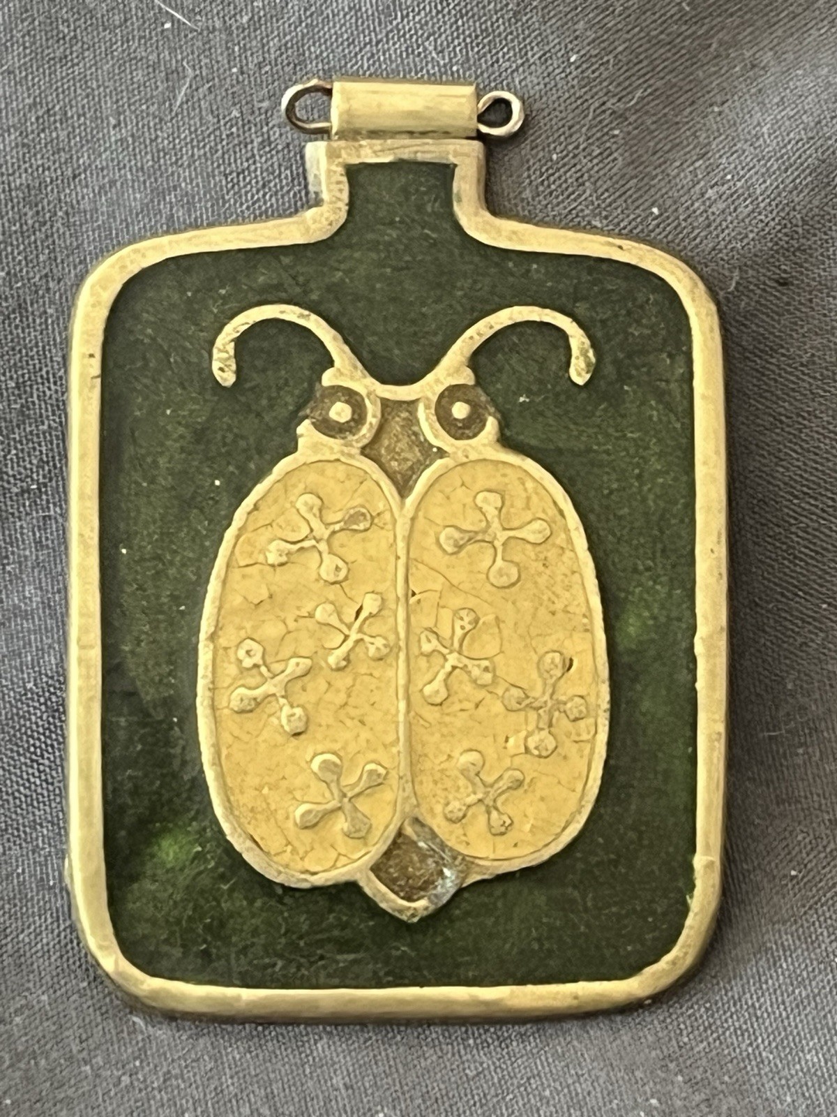 Rare Vintage Enamel Pendant Cute Bug Novelty Jewelry Unisex Child Adult India