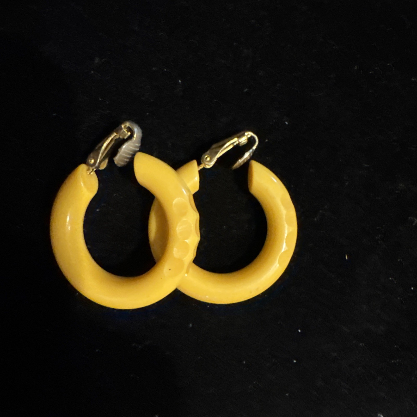 Vintage Bakelite earrings butterscotch tone hoop clip on earrings