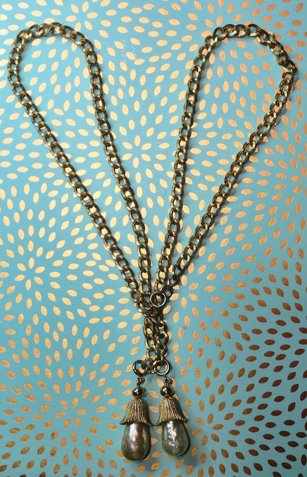 VTG Sarah Cov Parade Baroque Faux Pearls Detachable Pendants gold tone necklace