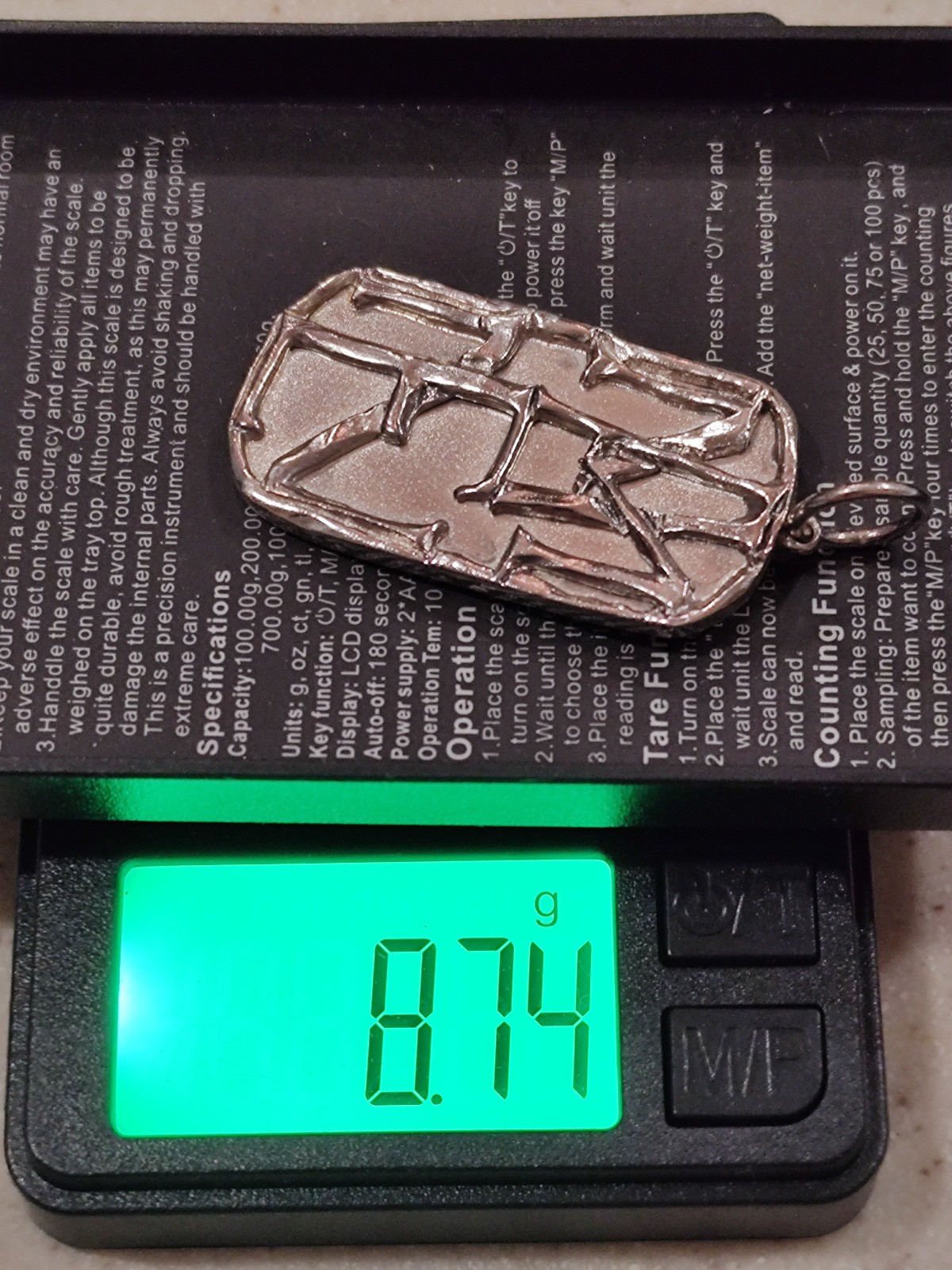 RARE! VINTAGE WP WAXING POETIC 925 STERLING SILVER “AMEN”? DOG TAG STYLE PENDANT