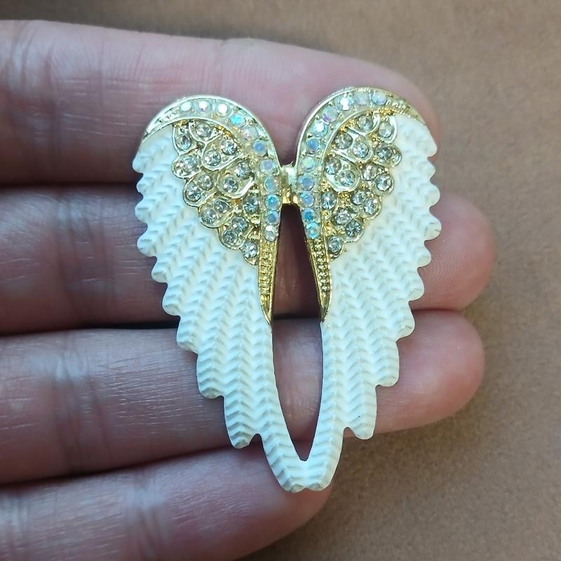 New Collection White Angel Wings Brooch Size 5.1 cm
