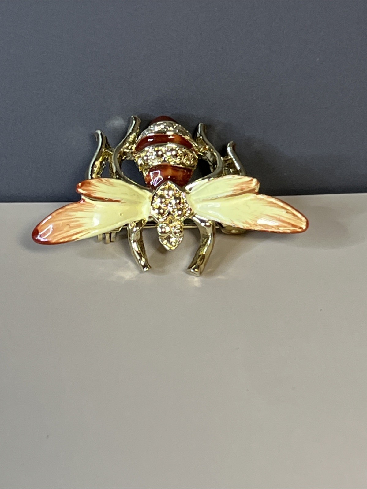 Vintage Brooch Bee Bug Insect Enameled Gold Tone Nature