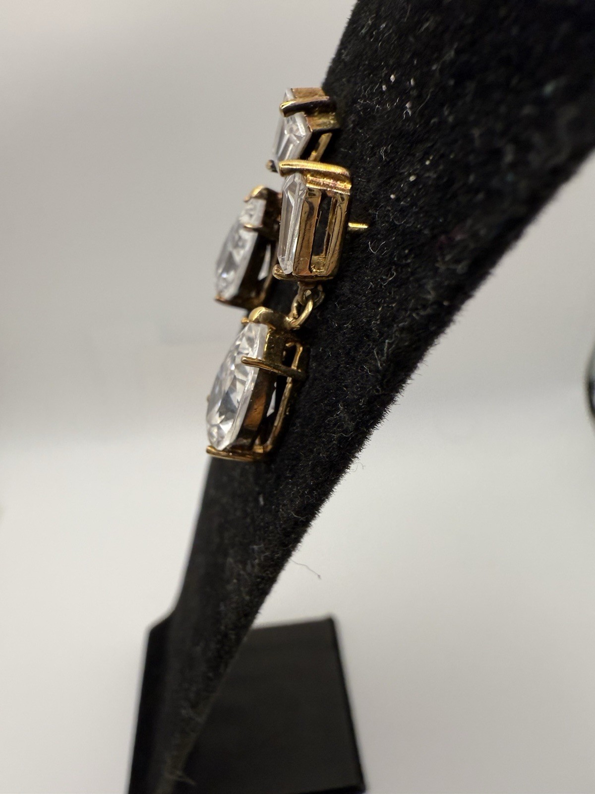 Sterling Silver And Crystal Drop Earrings Look Pear Tear Drop Shaped, Stunning!