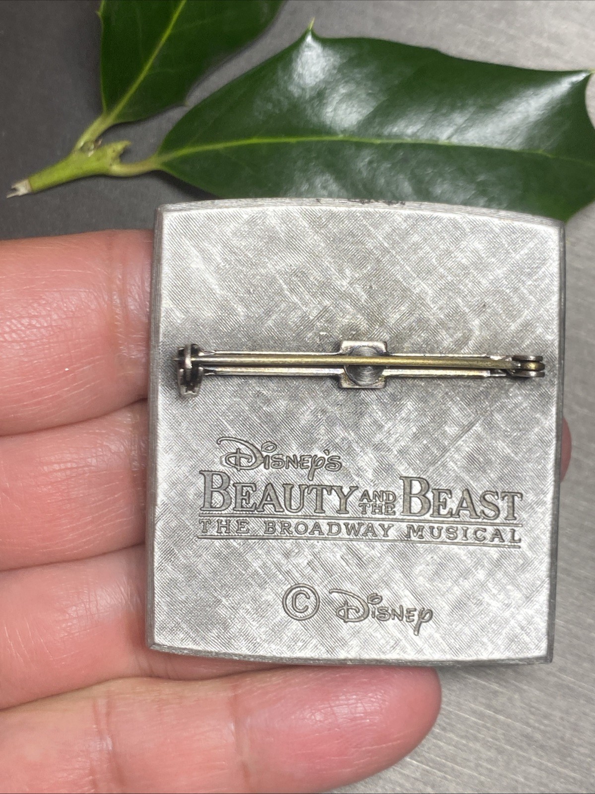 Vintage Beauty and the Beast Disney Musical Brooch Rose Flower Estate Jewelry