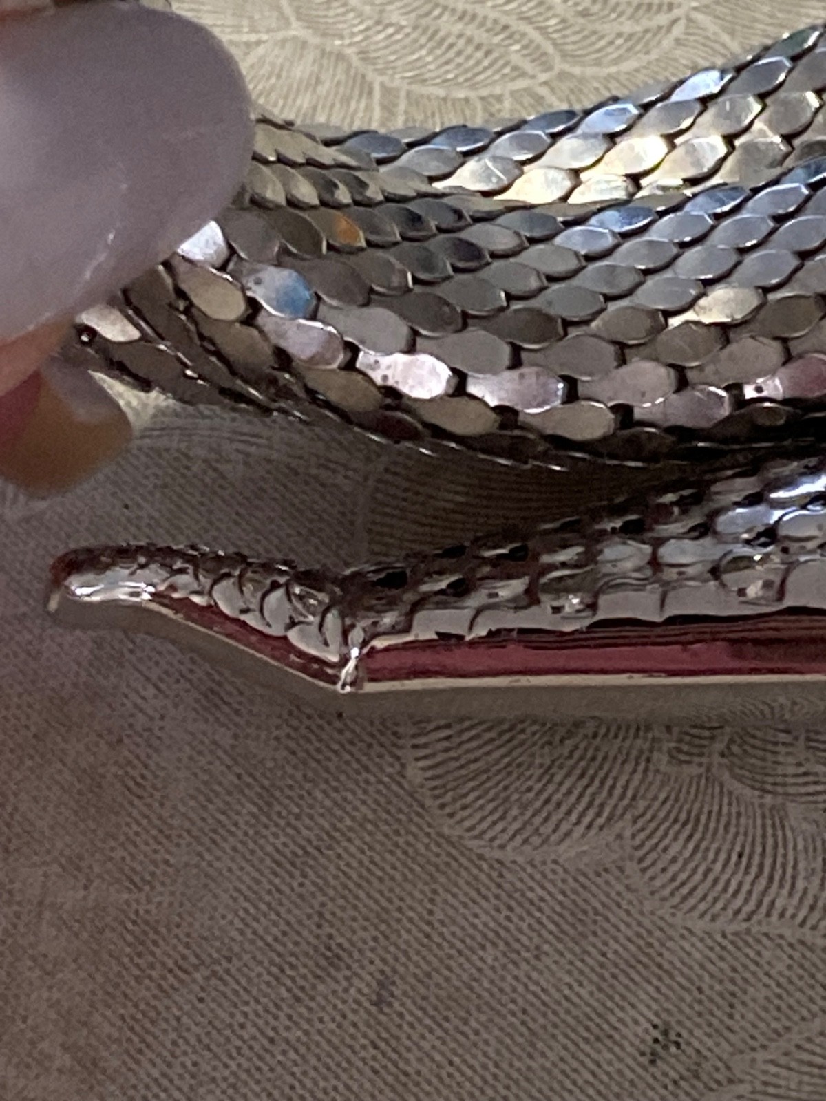 WHITING & DAVIS Silver Tone Mesh Snake Wrap BRACELET Very Good Condition
