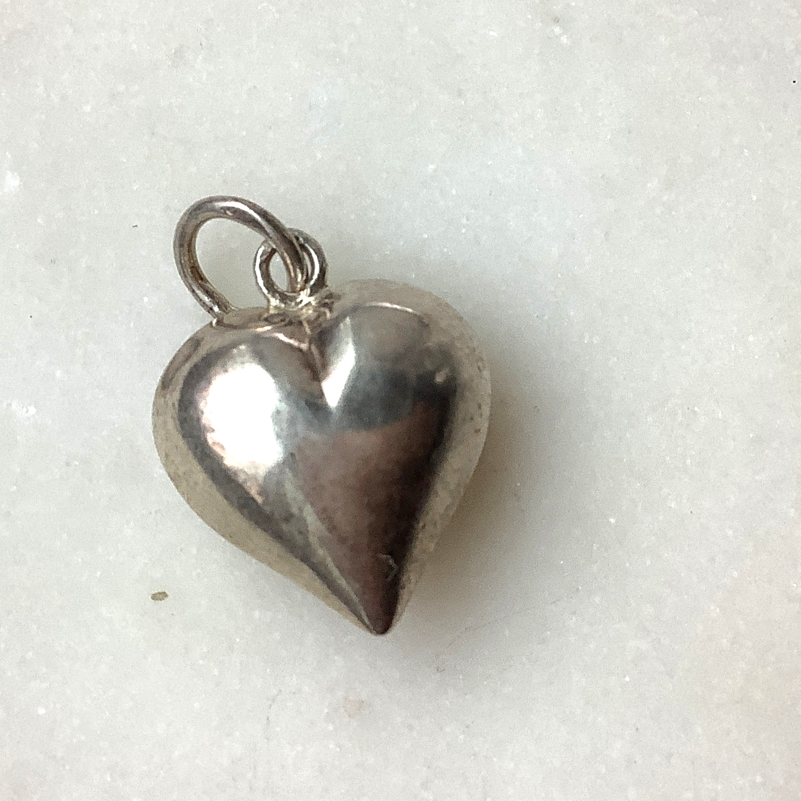 Vintage Sterling Puffy Heart Photo Locket Silver 925 Pendant Small Heart Charm