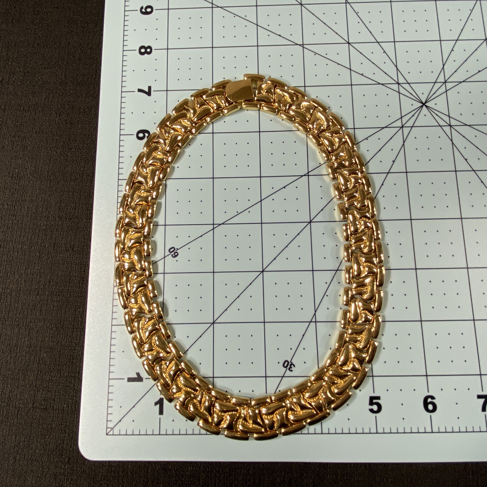 Vintage Gold Tone Linked Choker Collar Statement Necklace 12 in