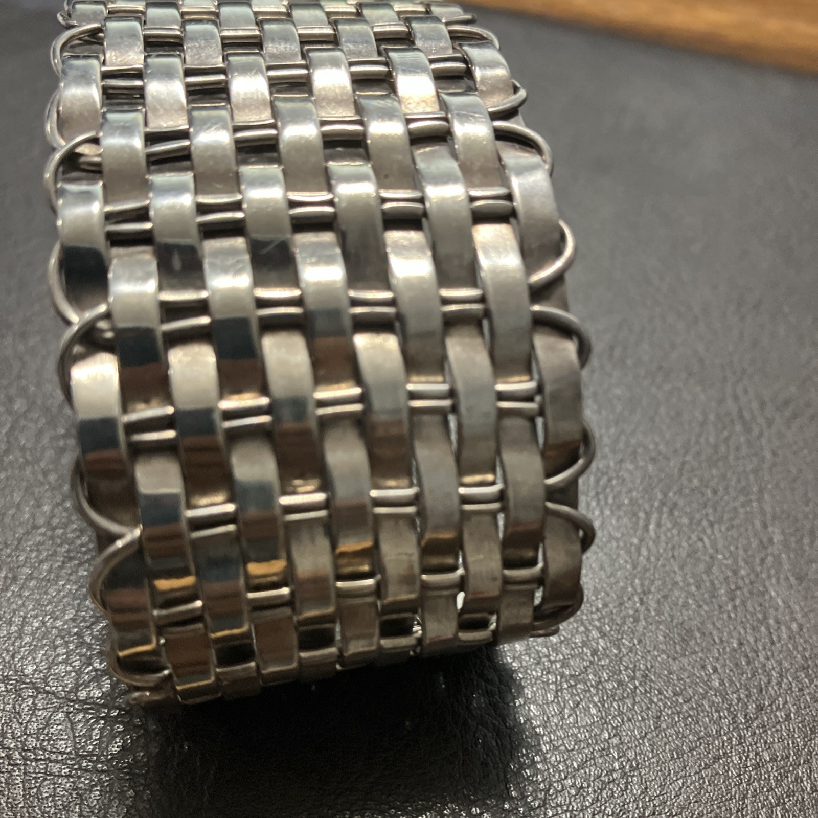 Sterling Silver 925 Cuff Woven 54.4 Grams Adult Unisex Adjustable