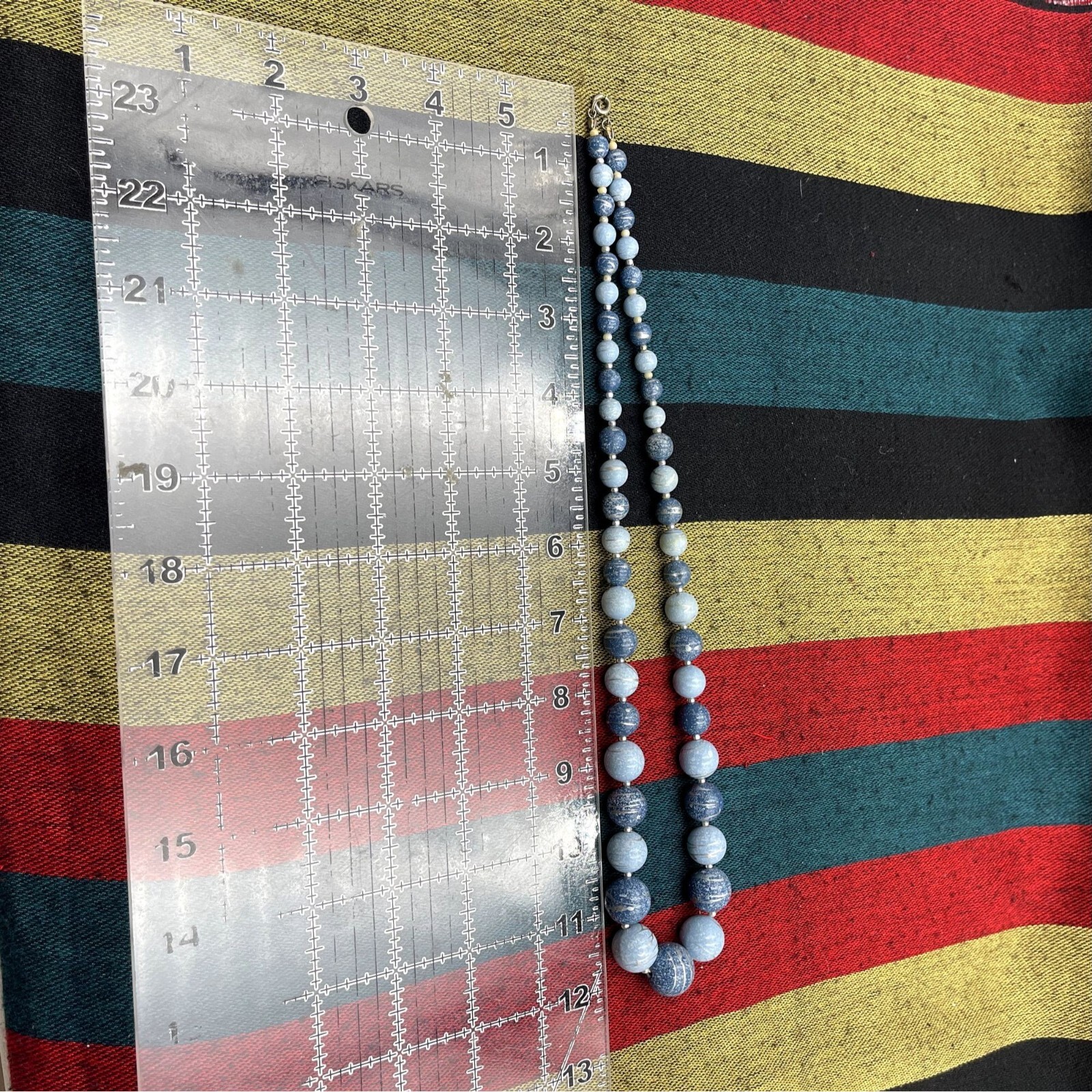 Vintage Gradient Blue Beaded Necklace Layered 2 Necklaces Set 24″ & 28″