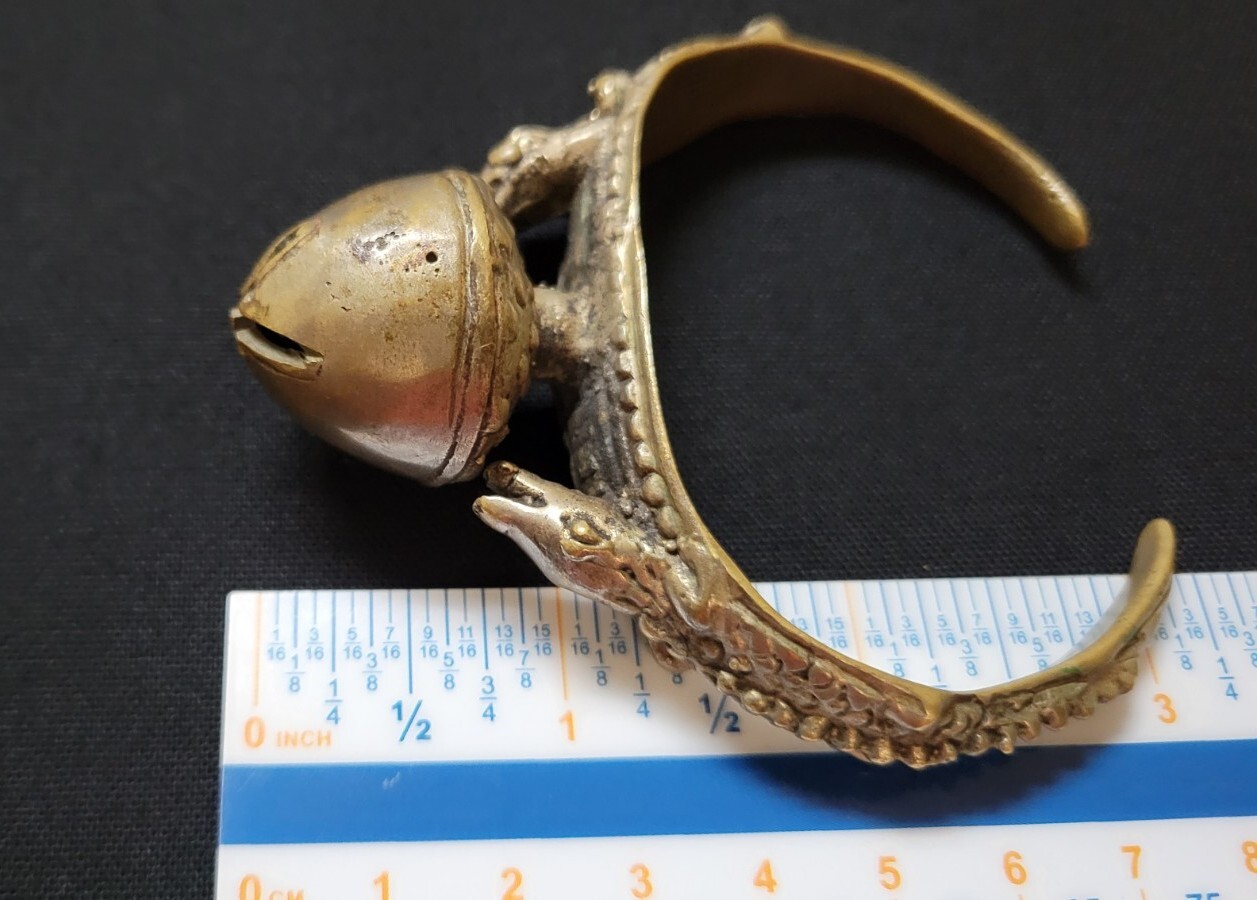 Vintage West African Ashanti Brass Crocodile Bracelet
