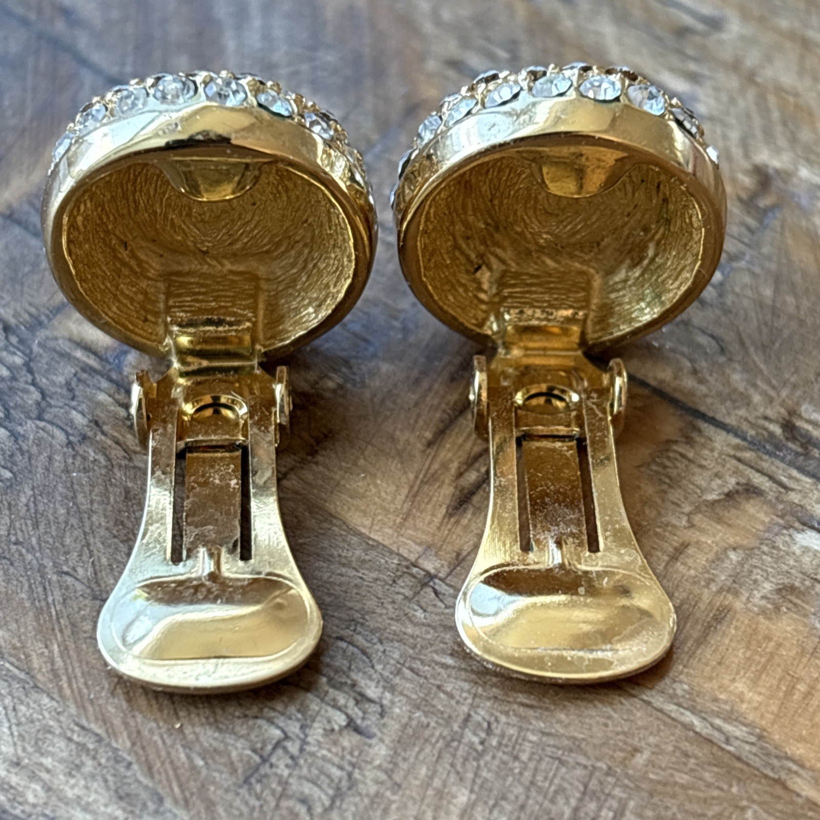 Vintage Signed CHRISTIAN DIOR Clip-On Earrings With Crystals And White Pearl