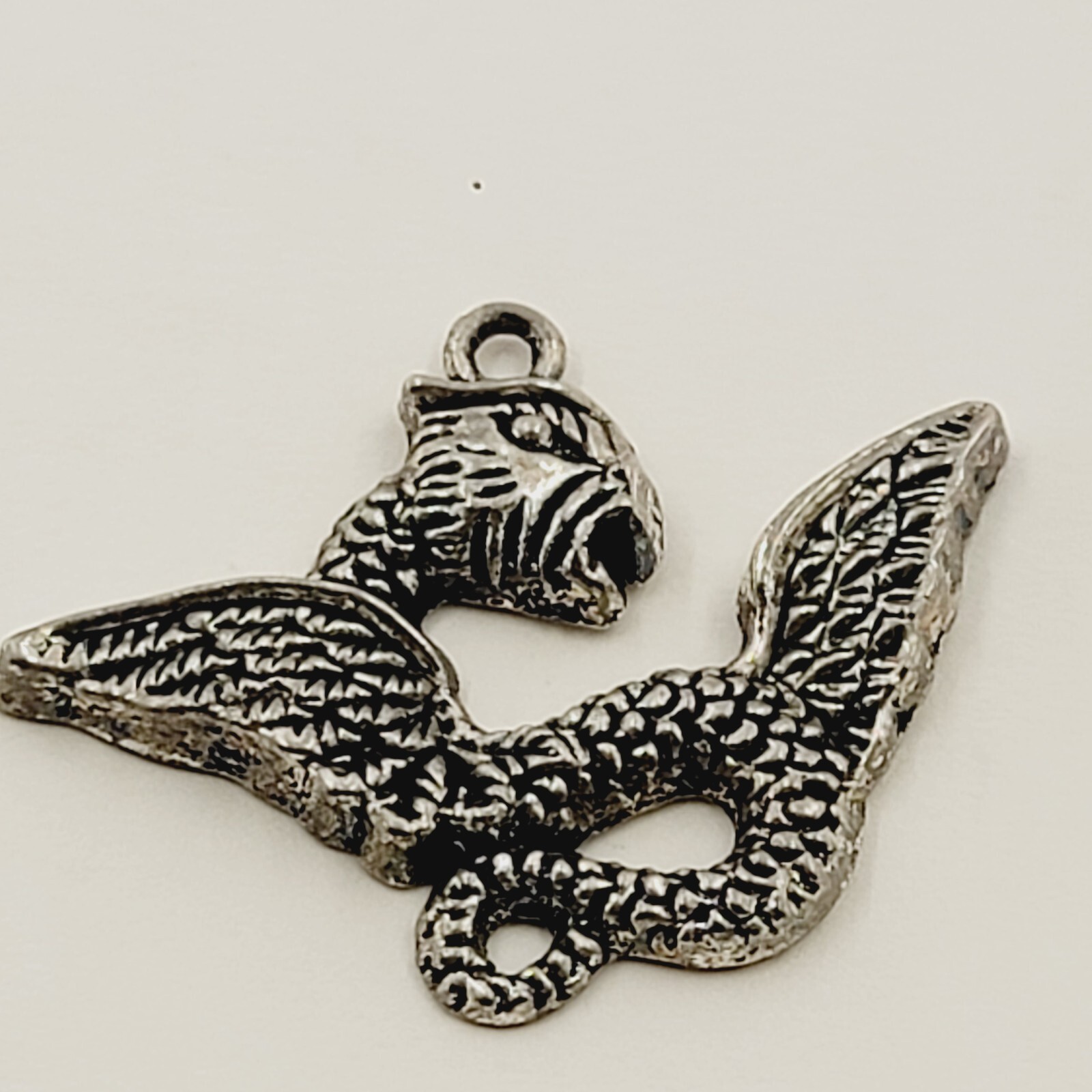 Vintage Pewter Griffin Pendant Double-Sided Winged Mythical Creature