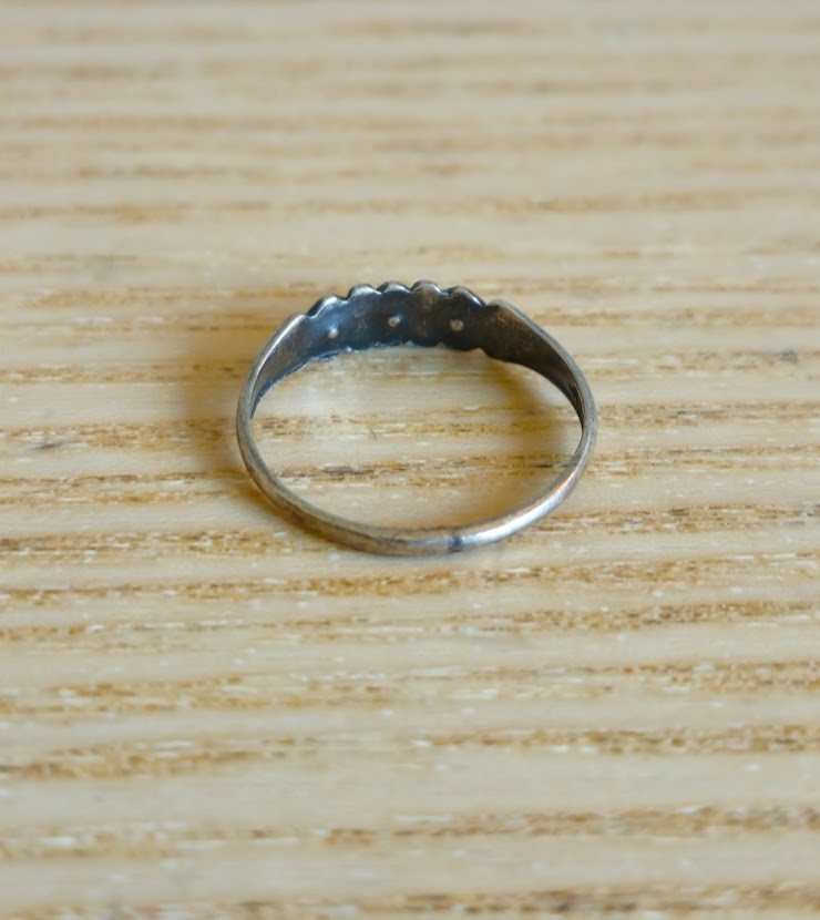 Vintage Small Uncas Signed 925 Sterling Silver Blue Art Deco Lattice Ring Size 4