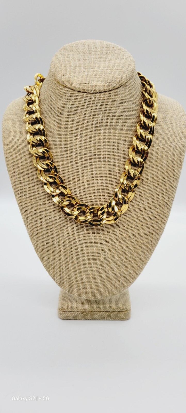 Napier Vintage High Powered Gold Tone DOUBLE Link Heavy Necklace 21 in Signed