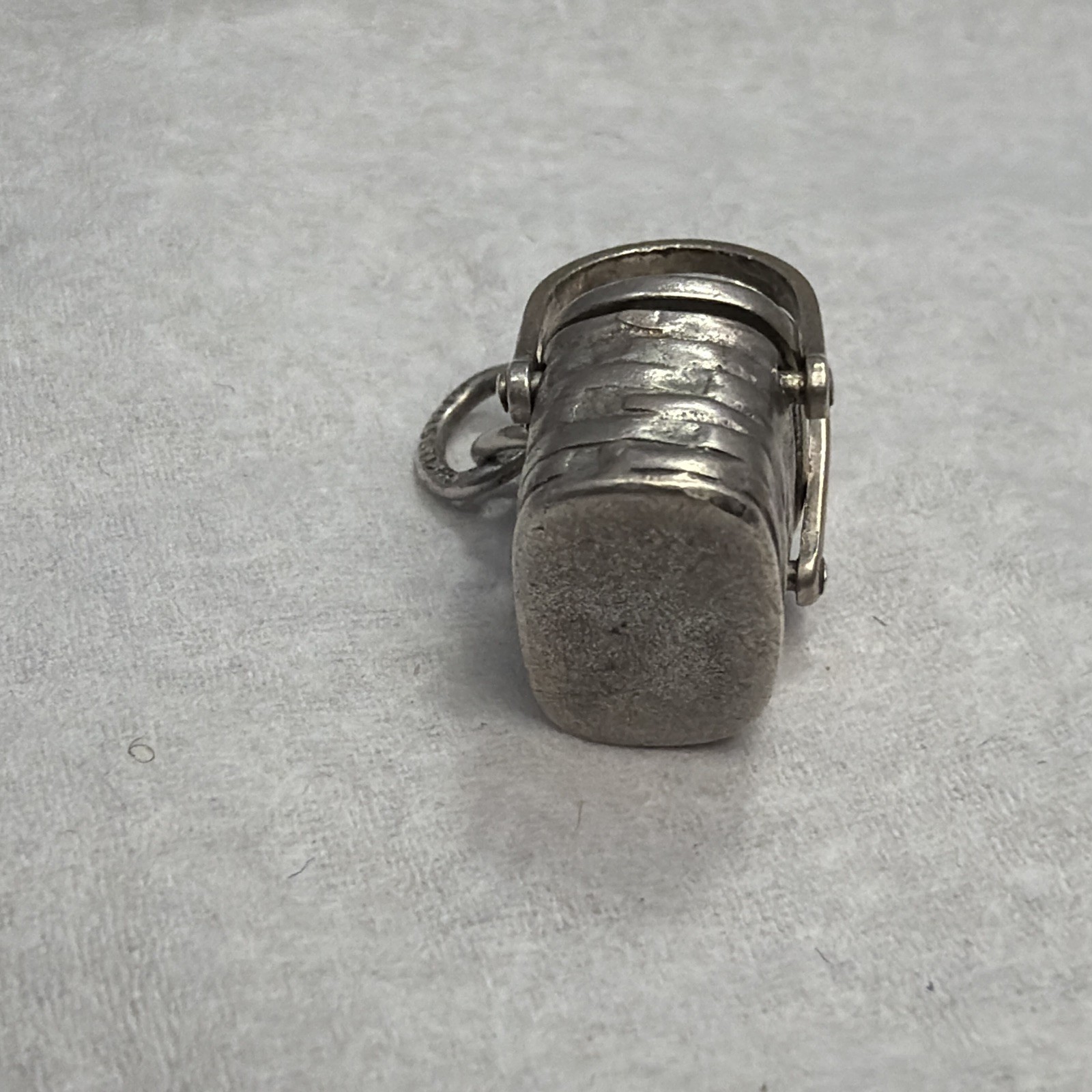 Antique 50’s Wells Sterling Silver 925 Rare Picnic Basket Charm Double Handle