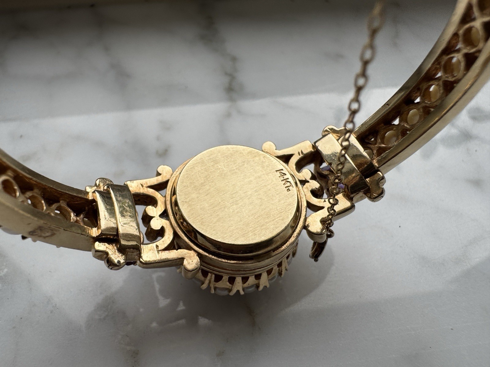 Heavy VTG Estate 14K Solid Yellow Gold 11.97ctw Amethyst Locket Bracket