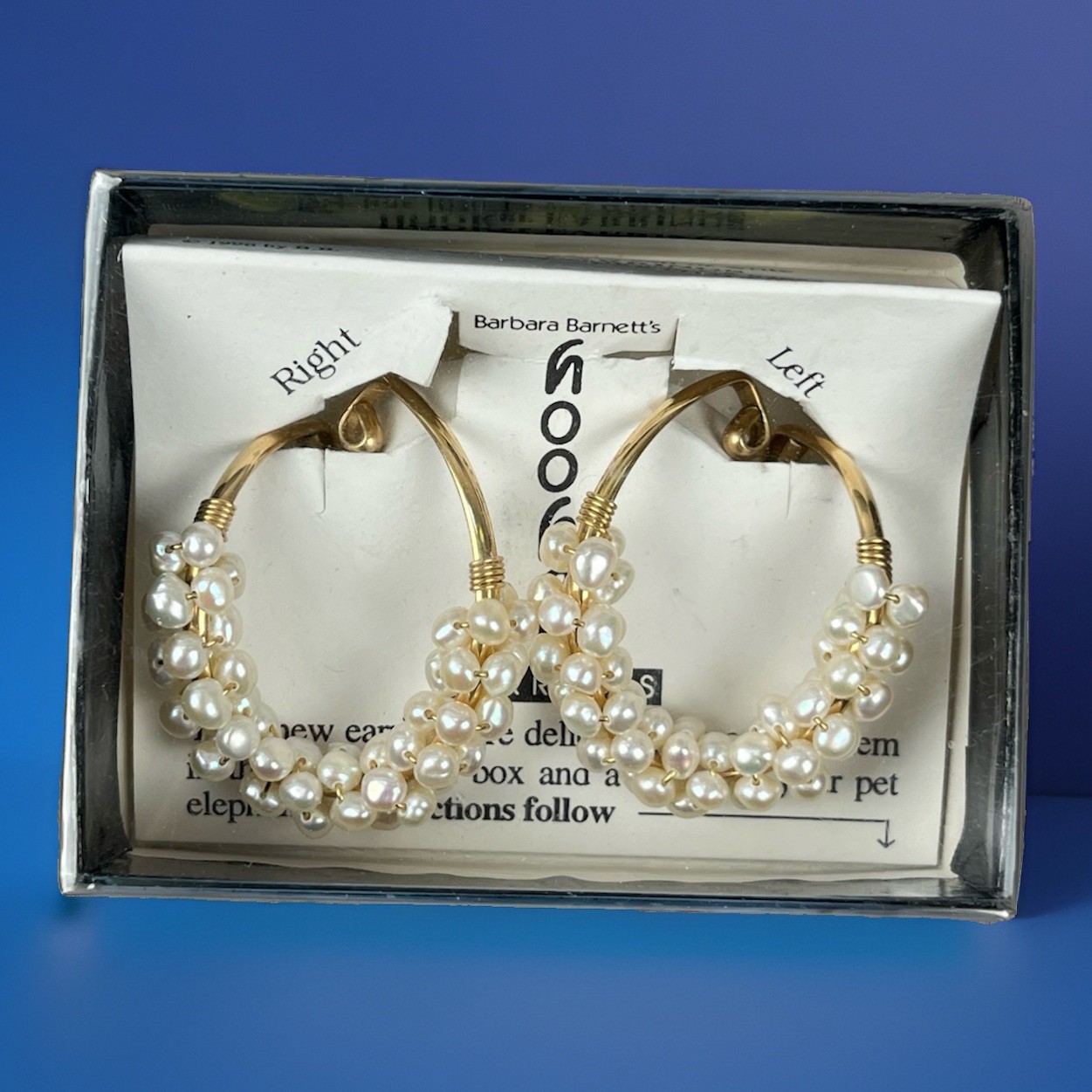 Vintage Barbara Barnett HOOKER Fresh Water Pearls Gold Filled Earrings Cuff
