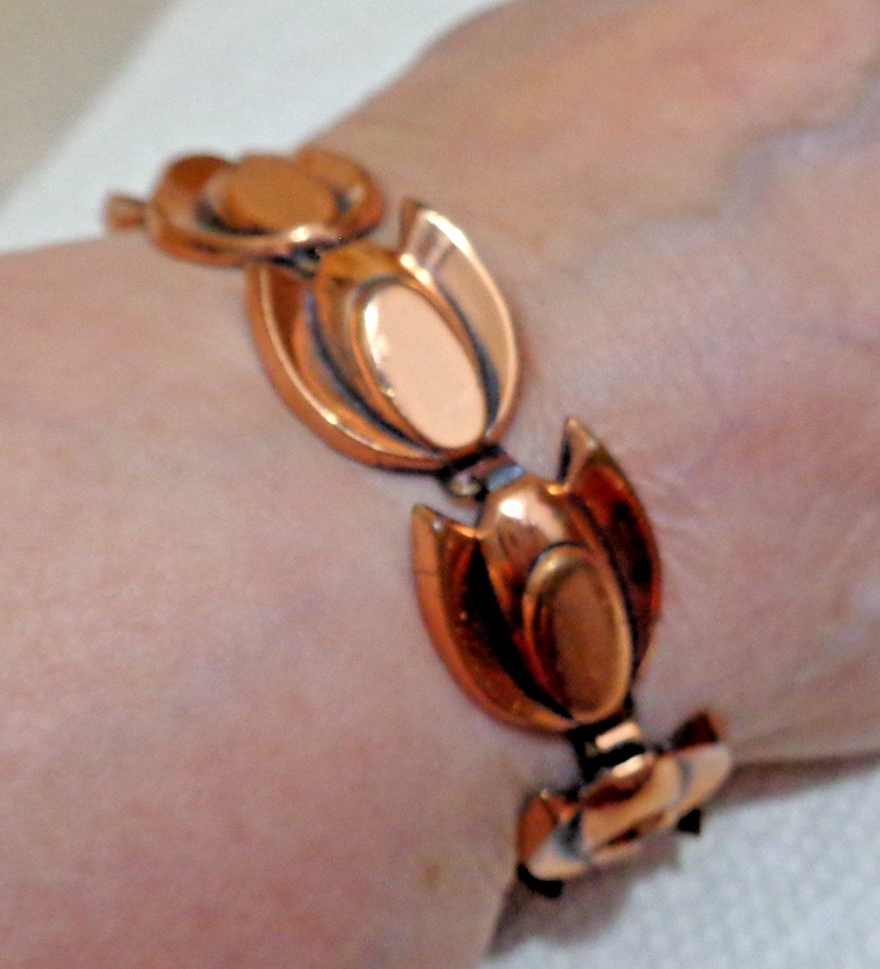 7 inch Vintage Solid Copper Renoir Stylized Tulip Bracelet 11/16″ 20.9 gm