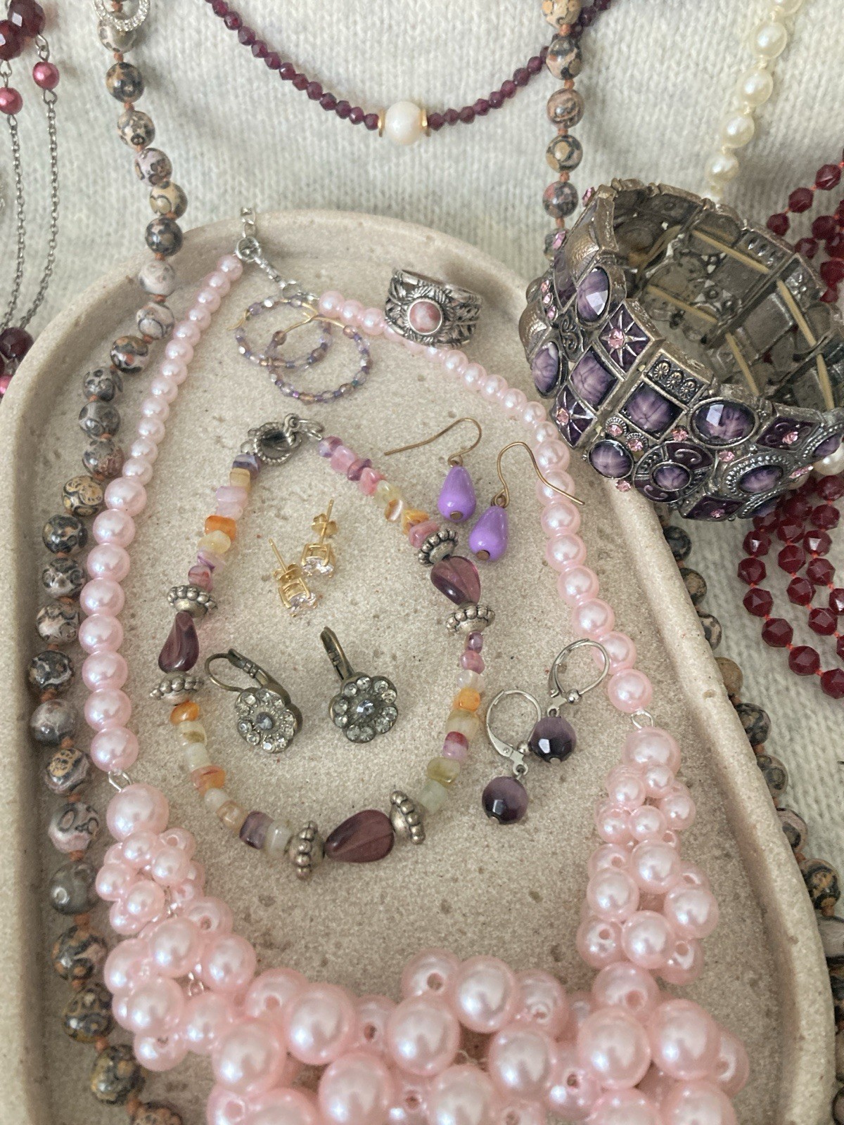 Vintage & Modern Costume Jewelry Lot Curated Collection ALL WEARABLE Purples