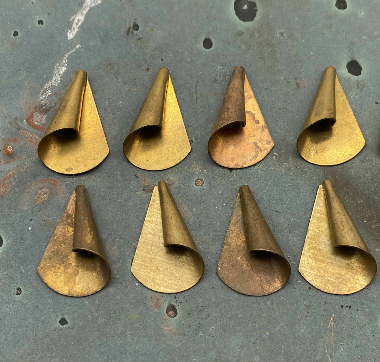 Vintage Brass Left & Right Folded Stampings Set of 10 – Curved Folded