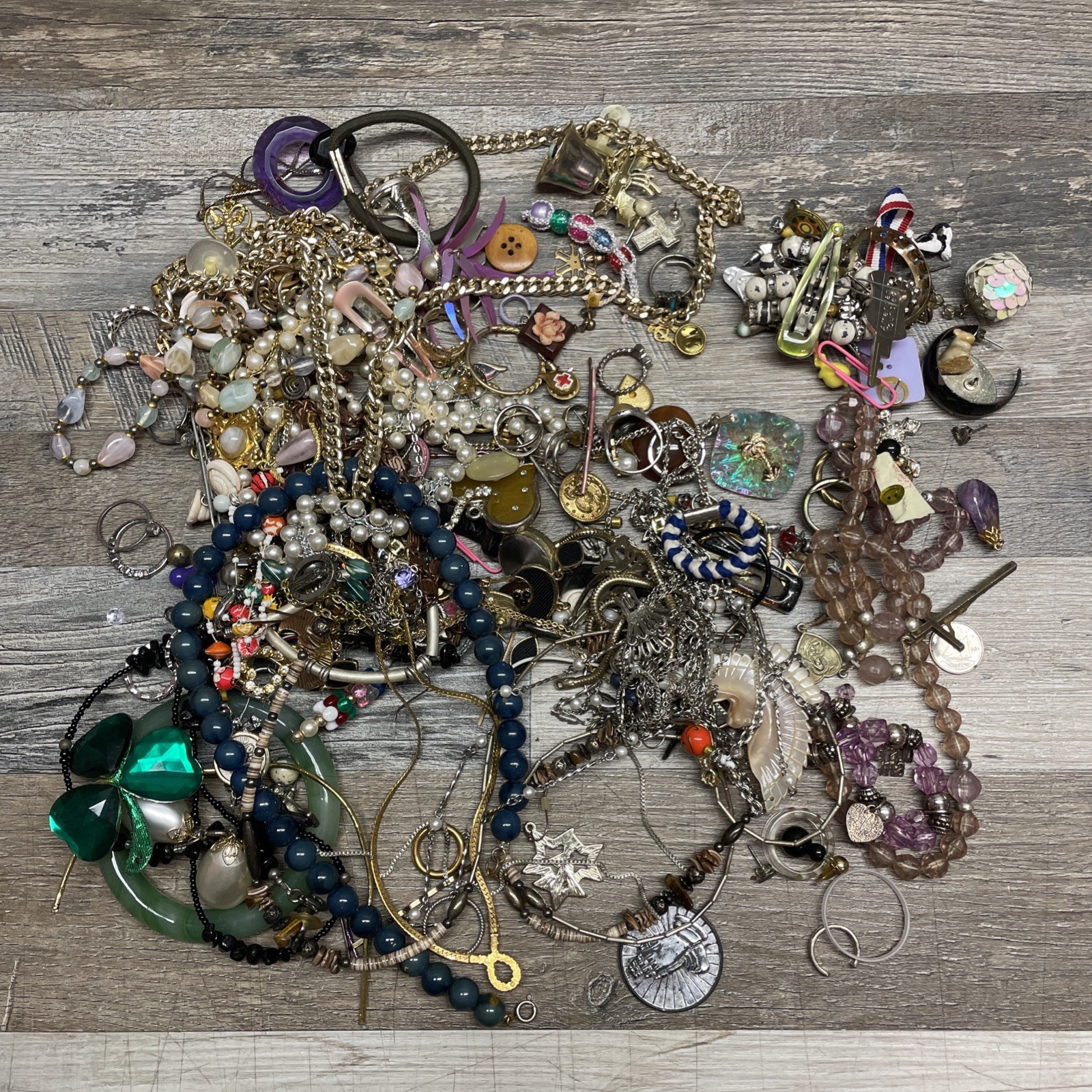 1lb 13 oz True Junk Drawer Costume Jewelry Lot