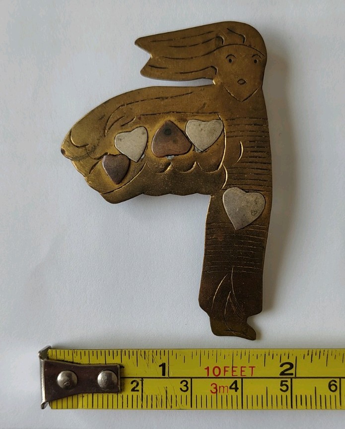 Vintage Mid Century Modern Angel Brooch Mixed Metal Brass/Silver/Copper Pin