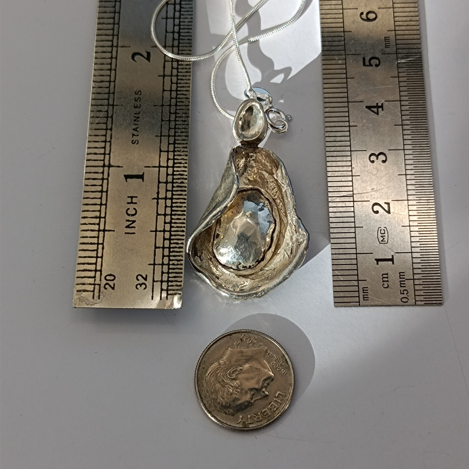 Modernist Sterling Silver Sculptural Pendant Necklace Abstract Freeform Art VTG