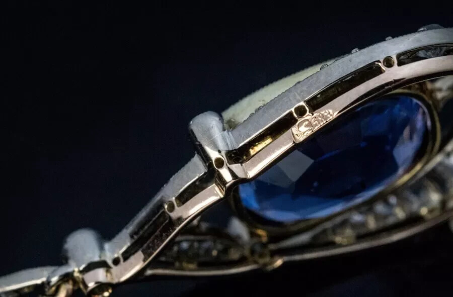 Art Deco Style Sapphire Lab-Created Diamond Wedding 14K White Gold FN Pendant