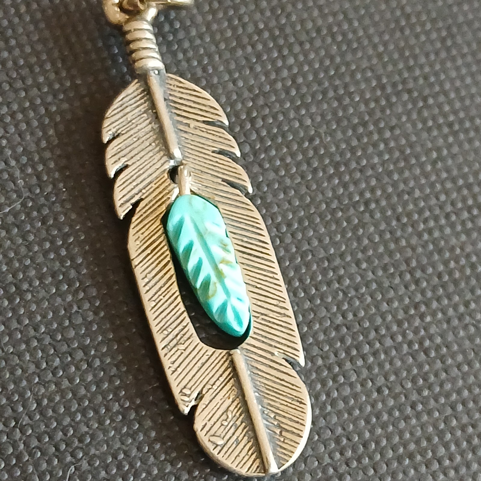 Sundancer Jewelry Co Turquoise Silver Feather Pendant SJC