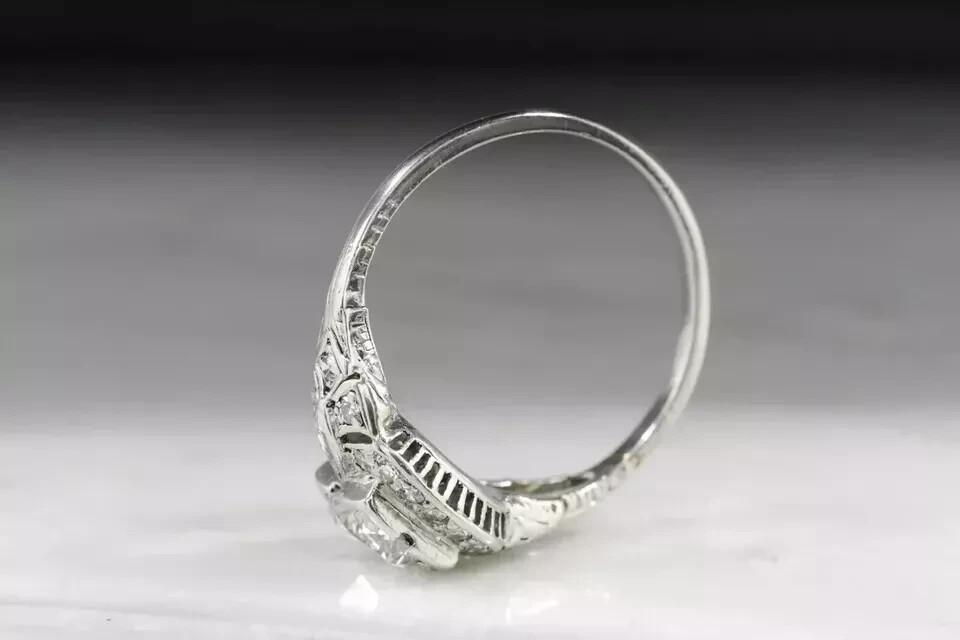 Antique Art Deco Style 2CT Lab Created Diamond Engagement 14k White Gold FN Ring