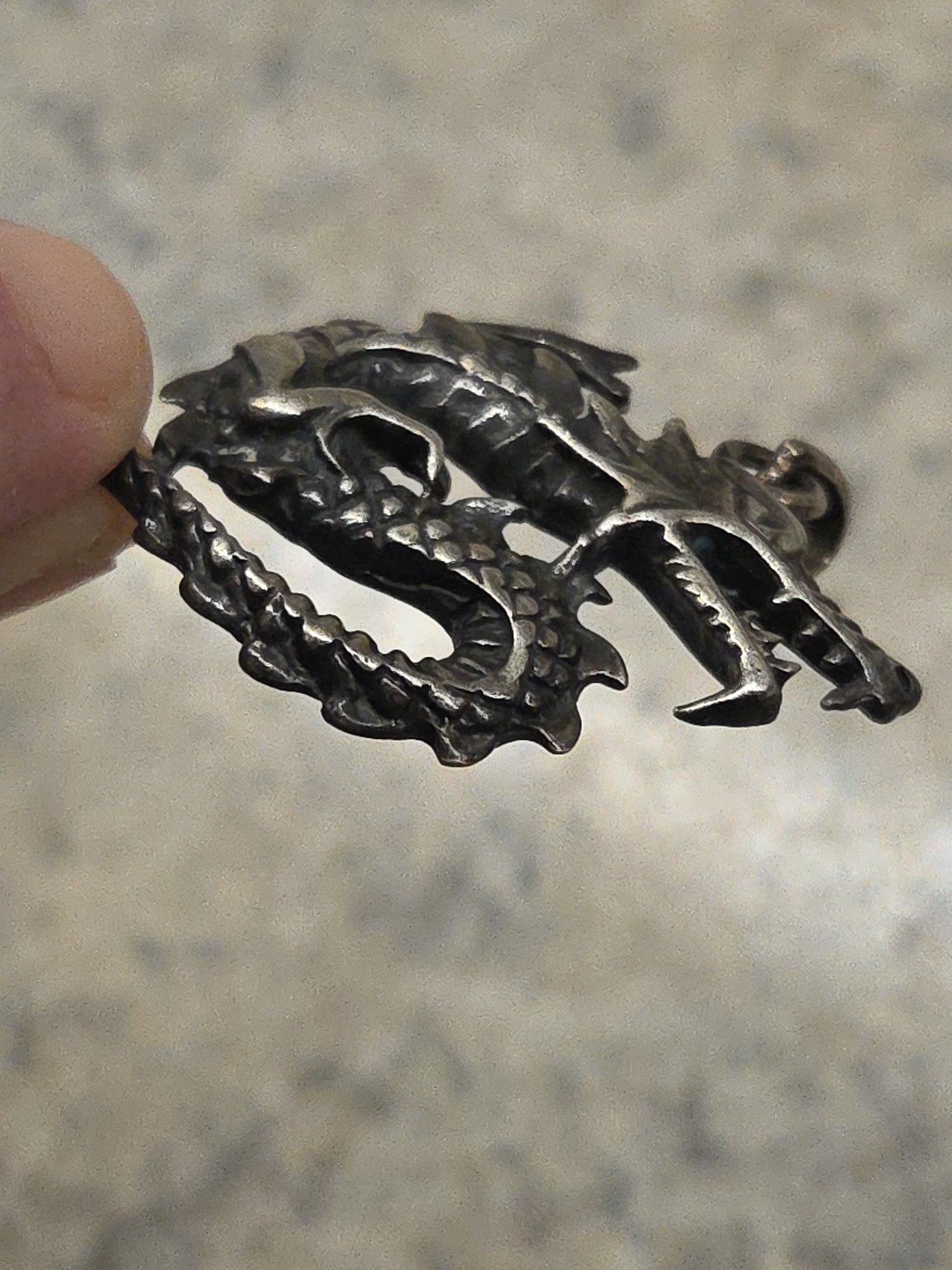 Vintage Sterling Silver 1.75″ Dragon/Sea Monster Pendant 8gr