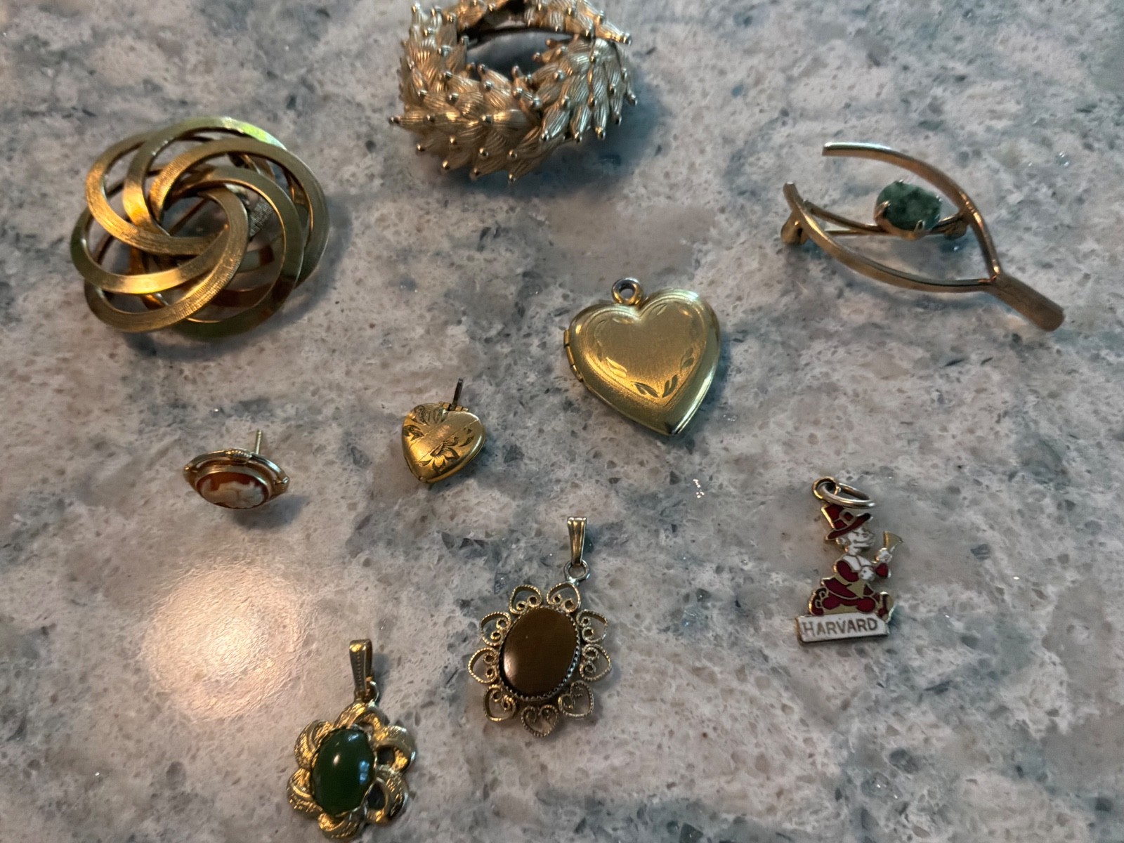 Vintage Mix Lot of Brooches/ Pendants/ Lockets/ Bel-ron/ Wells/ CR. CO/ Etc