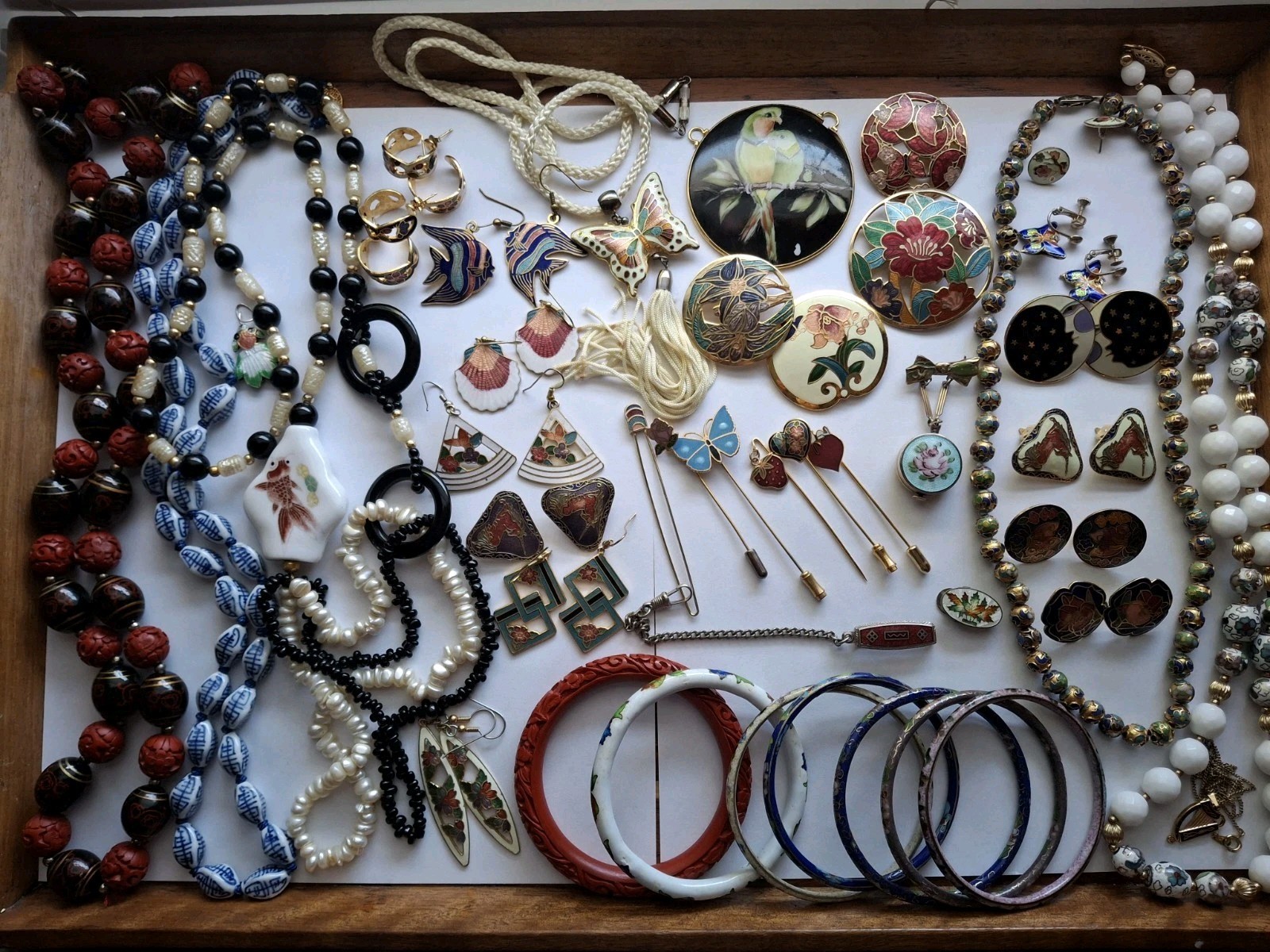 Vintage Cloisonne Jewelry 44 Mixed Jewelry Earrings Necklaces Braclets & More