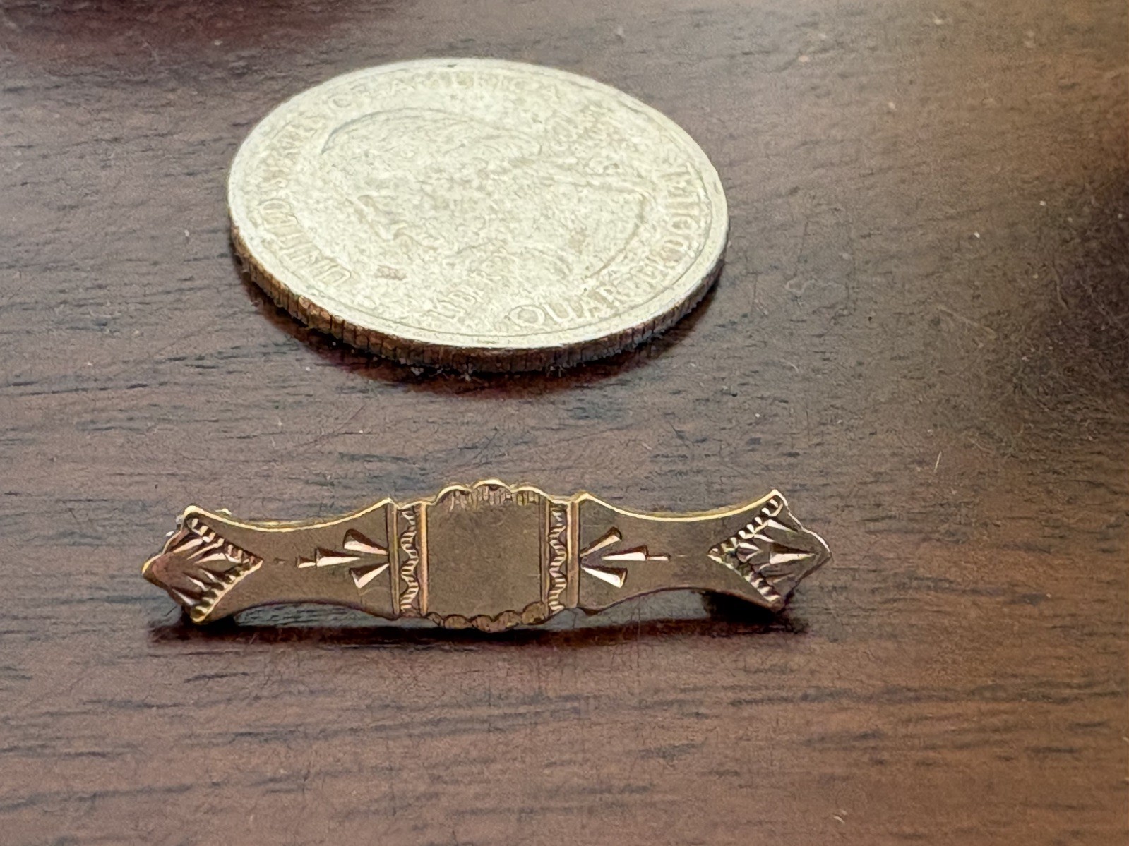 Victorian-Era Gold Filled Doll Sized Bar Brooch