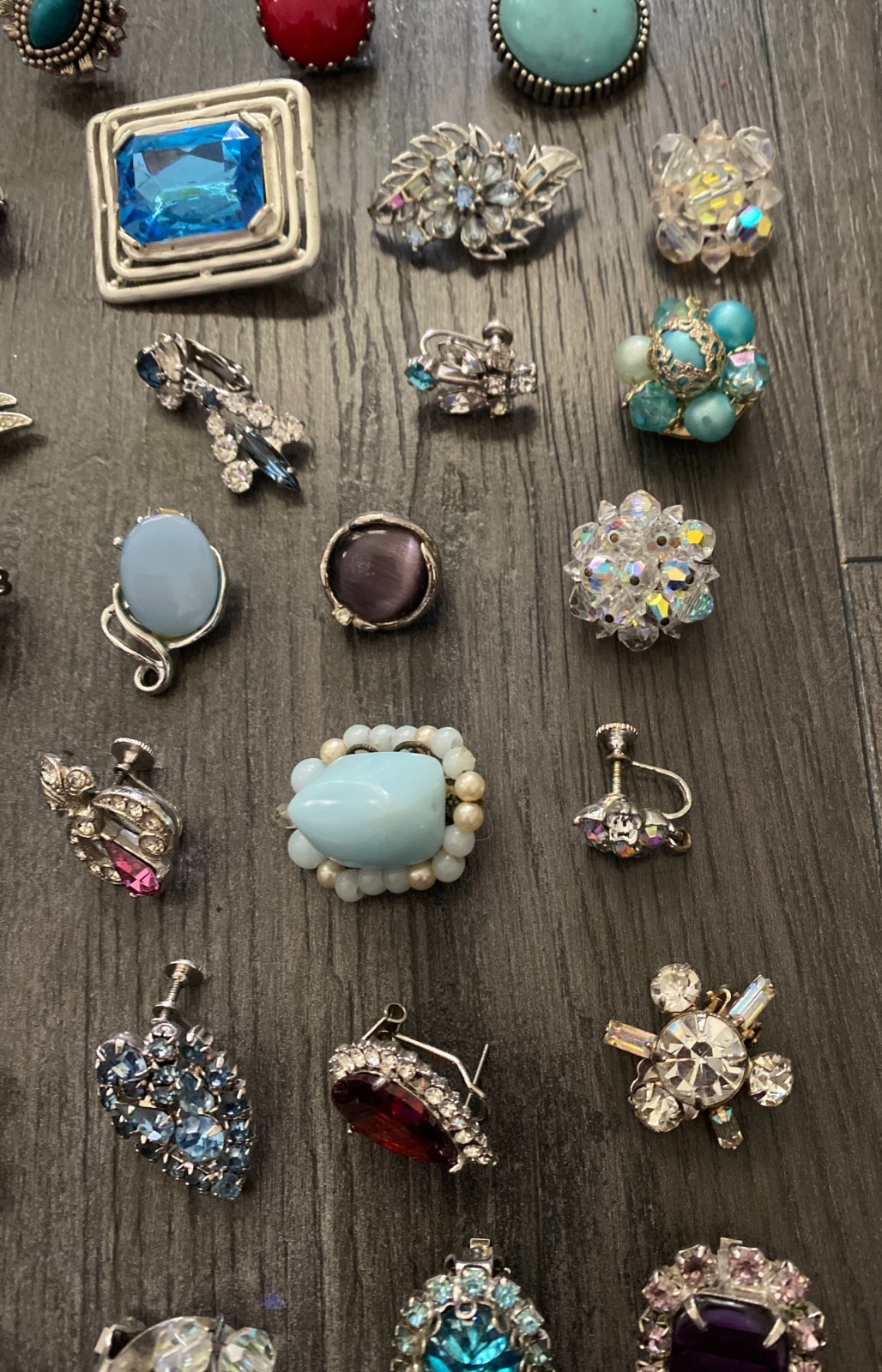 Lot of 39 Vintage Single Earrings Beaded-Rhinestone-Turquoise-Faux Pearl-Etc.