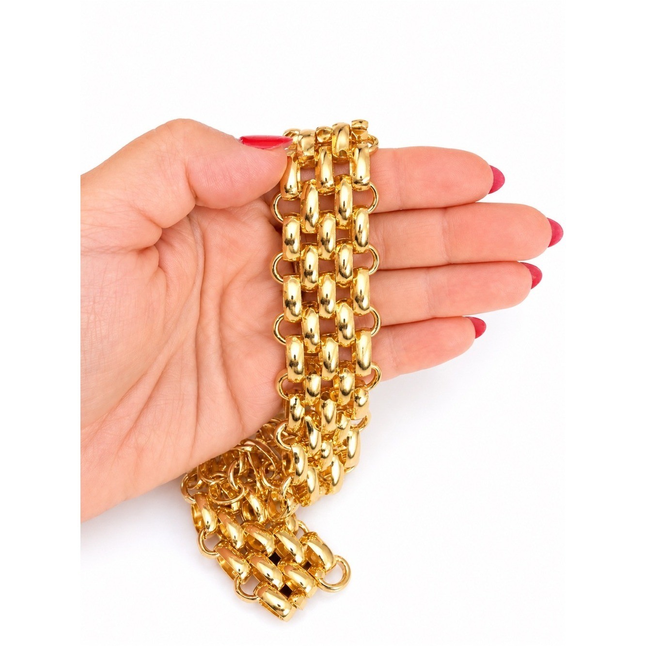 Vintage-Inspired Multi-Strand Gold Tone Chain Bold Runway Heavyweight Statement